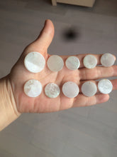Load image into Gallery viewer, 100% Natural icy watery white/light green jadeite Jade round disc Pendant/worry stone BF99