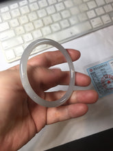 Load image into Gallery viewer, 53.9mm Certified 100% Natural icy gray (灰冰) pale pink(藕粉) slim round cut nephrite jade bangle HN159-9101