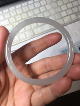 Load image into Gallery viewer, 53.9mm Certified 100% Natural icy gray (灰冰) pale pink(藕粉) slim round cut nephrite jade bangle HN159-9101
