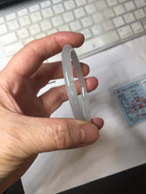 Load image into Gallery viewer, 53.9mm Certified 100% Natural icy gray (灰冰) pale pink(藕粉) slim round cut nephrite jade bangle HN159-9101