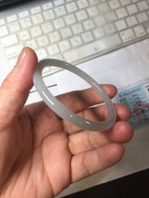 Load image into Gallery viewer, 53.9mm Certified 100% Natural icy gray (灰冰) pale pink(藕粉) slim round cut nephrite jade bangle HN159-9101