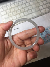 Load image into Gallery viewer, 53.9mm Certified 100% Natural icy gray (灰冰) pale pink(藕粉) slim round cut nephrite jade bangle HN159-9101