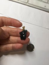Load image into Gallery viewer, Type A 100% Natural Dark Green Black Guatemala Jadeite Jade Cute Baby Bear with Heart Balloon Pendant BH118