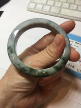 Load image into Gallery viewer, 53mm certified type A 100% Natural dark green white purple with dark green floating flowers Jadeite Jade bangle PD132-6301