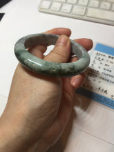 Load image into Gallery viewer, 53mm certified type A 100% Natural dark green white purple with dark green floating flowers Jadeite Jade bangle PD132-6301