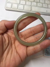 Load image into Gallery viewer, 51mm Certified 100% Natural icy white light yellow green gray slim round cut nephrite jade bangle HN160-8259
