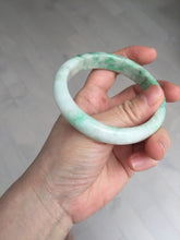 Load image into Gallery viewer, 58mm Certified type A 100% Natural sunny green/white Jadeite bangle AY85-3474