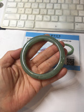 Load image into Gallery viewer, 57.5mm Certified Type A 100% Natural Oily Dark Green Gray Black(油青) Jadeite Jade Bangle PE106-7160