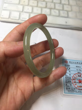 Load image into Gallery viewer, 51mm Certified 100% Natural icy white light yellow green gray slim round cut nephrite jade bangle HN160-8259