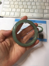 Load image into Gallery viewer, 57.5mm Certified Type A 100% Natural Oily Dark Green Gray Black(油青) Jadeite Jade Bangle PE106-7160