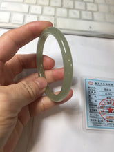 Load image into Gallery viewer, 51mm Certified 100% Natural icy white light yellow green gray slim round cut nephrite jade bangle HN160-8259
