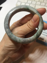 Load image into Gallery viewer, 53mm certified type A 100% Natural dark green white purple with dark green floating flowers Jadeite Jade bangle PD132-6301