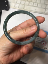Load image into Gallery viewer, 55.7mm Type A 100% Natural dark green/blue/gray/black Guatemala slim round cut Jadeite bangle PJ107-5617