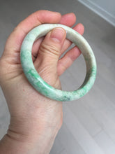 Load image into Gallery viewer, 58mm Certified type A 100% Natural sunny green/white Jadeite bangle AY85-3474