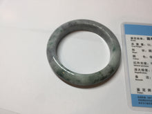 Load image into Gallery viewer, 53mm certified type A 100% Natural dark green white purple with dark green floating flowers Jadeite Jade bangle PD132-6301