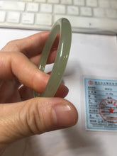 Load image into Gallery viewer, 51mm Certified 100% Natural icy white light yellow green gray slim round cut nephrite jade bangle HN160-8259