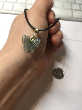 Load image into Gallery viewer, Type A 100% Natural icy watery light Green blue Guatemala Jadeite Jade butterfly Pendant BH119