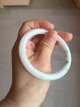 Load image into Gallery viewer, 55.4mm Certified 100% Natural type green/white with green floating flowers round cut Jadeite Jade bangle BK86-4660