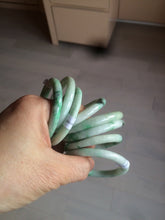 Load image into Gallery viewer, 35-38mm Type A 100% Natural sunny green/white Jadeite Jade kids bangle /scarf button group BF100