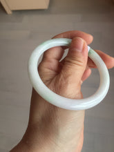 Load image into Gallery viewer, 55.4mm Certified 100% Natural type green/white with green floating flowers round cut Jadeite Jade bangle BK86-4660