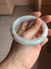 Load image into Gallery viewer, 55.8mm 100% Natural type A green purple white carved flowers and golden-painted Jadeite Jade bangle PB283-0262