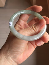 Load image into Gallery viewer, 54.5mm Certified Type A 100% Natural light green/gray/black round cut Jadeite bangle J147-3893