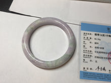 Load image into Gallery viewer, 59.5mm certified Type A 100% Natural light green sunny green light purple Jadeite Jade bangle BF147-8465