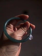 Load image into Gallery viewer, 57mm Certified Type A 100% Natural dark green/blue/gray round cut Guatemala Jadeite jade bangle BG41-2460
