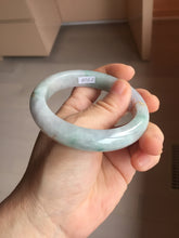 Load image into Gallery viewer, 55.8mm 100% Natural type A green purple white carved flowers and golden-painted Jadeite Jade bangle PB283-0262