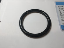 Load image into Gallery viewer, 58.6mm Certified type A 100% Natural dark green black MoCui(墨翠) round cut Jadeite bangle PC150-0687
