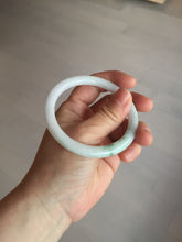 Load image into Gallery viewer, 55.4mm Certified 100% Natural type green/white with green floating flowers round cut Jadeite Jade bangle BK86-4660