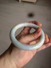 Load image into Gallery viewer, 57.9mm certified 100% natural type A light sunny green/purple/yellow chubby round cut jadeite jade bangle BF33-9221