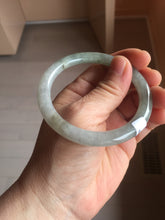 Load image into Gallery viewer, 54.5mm Certified Type A 100% Natural light green/gray/black round cut Jadeite bangle J147-3893