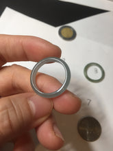Load image into Gallery viewer, 17.5mm 7 1/4 100% natural type A icy watery green/blue icy watery Guatemala jadeite jade band ring group BP78