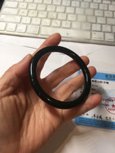 Load image into Gallery viewer, 58.6mm Certified type A 100% Natural dark green black MoCui(墨翠) round cut Jadeite bangle PC150-0687