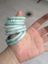 Load image into Gallery viewer, 35-38mm Type A 100% Natural sunny green/white Jadeite Jade kids bangle /scarf button group BF100