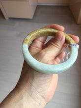 Load image into Gallery viewer, 59mm Type A 100% Natural light green/brown /yellow square Jadeite Jade bangle R101