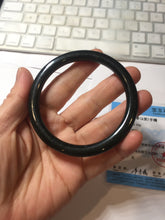 Load image into Gallery viewer, 58.6mm Certified type A 100% Natural dark green black MoCui(墨翠) round cut Jadeite bangle PC150-0687