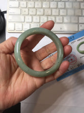 Load image into Gallery viewer, 55.1mm Certified Type A 100% Natural Oily Dark Green Gray Black(油青) Jadeite Jade Bangle PE107-7151