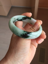 Load image into Gallery viewer, 59.2mm Certified Type A 100% Natural sunny green/dark green/purple/white Spring Forest broad Jadeite bangle PH71-0574