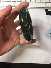 Load image into Gallery viewer, 56mm certified 100% Natural dark green/black Ocean Waves chubby round cut nephrite bangle HF138-0879