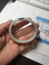 Load image into Gallery viewer, 49mm certified 100% natural Type A icy watery light green/white/purple oval jadeite jade bangle BN40-2854