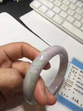 Load image into Gallery viewer, 59.5mm certified Type A 100% Natural light green sunny green light purple Jadeite Jade bangle BF147-8465