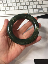 Load image into Gallery viewer, 56mm certified 100% Natural dark green/black Ocean Waves chubby round cut nephrite bangle HF138-0879