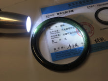Load image into Gallery viewer, 58.6mm Certified type A 100% Natural dark green black MoCui(墨翠) round cut Jadeite bangle PC150-0687