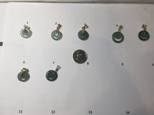 Load image into Gallery viewer, 12.5–14.5mm Type A 100% Natural Icy Watery Light Green Dark Green Gray Guaremala Jadeite Jade Concentric Ring Safety Guardian Donut Mom and Daughter Pendant 子母扣 BH122