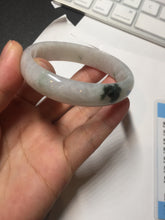 Load image into Gallery viewer, 49mm certified 100% natural Type A icy watery light green/white/purple oval jadeite jade bangle BN40-2854