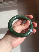 Load image into Gallery viewer, 55mm 100% Natural dark green(碧玉) black round cut nephrite Jade bangle HE104-0127