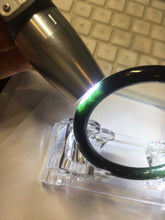 Load image into Gallery viewer, 58.6mm Certified type A 100% Natural dark green black MoCui(墨翠) round cut Jadeite bangle PC150-0687
