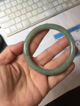 Load image into Gallery viewer, 58.8mm Certified Type A 100% Natural Oily Dark Green Gray Black(油青) round cut Jadeite Jade Bangle PE108-7124
